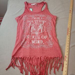 Maurices Red Fringe Scoop-Neck Tank  Size Medium